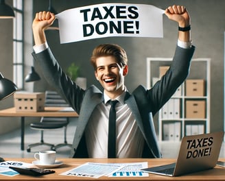 Highly realistic of a Business person celebrating after filing their taxes.