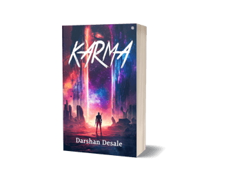 Book cover of 'KARMA' by Darshan Desale, a mythological based novel.