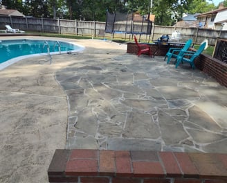 guys power wash & detailing after pressure washing pool deck on accokeek md house