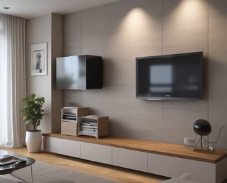 A modern interior scene with a focus on sleek furniture, including an orange armchair, a light green sofa, and a small round glass table. Large windows offer a view of a cityscape, allowing plenty of natural light to flood the space. The architecture features clean lines and concrete elements, contributing to a minimalist aesthetic.