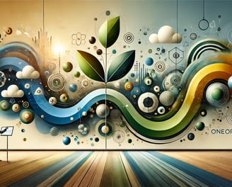 a man standing in front of a wall with a large mural of a plant