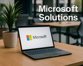 a laptop computer with a microsoft logo on it