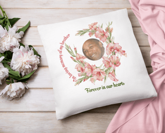 Personalised memorial birth flower cushion