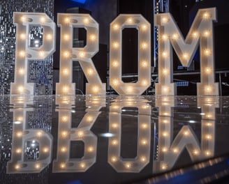 a large lighted up letters that spell prom prom prom prom prom prom prom prom prom