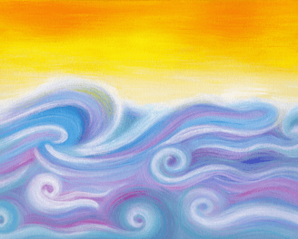 Visionary healing art dreamscape acrylic painting, titled, Relief.
