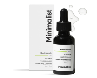 Minimalist 10% Niacinamide Serum bottle - controls oil, shrinks pores, balances skin