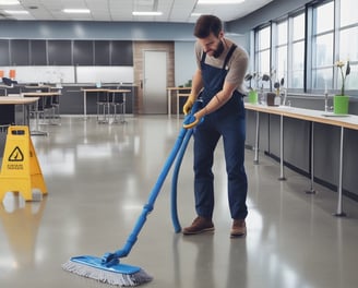 Three bottles of Earth Choice cleaning products are lined up on a wooden surface. The bottles have liquid inside and feature colorful labels with natural imagery like lemons and flowers. Each bottle is topped with a white cap, and the background is a solid teal color.