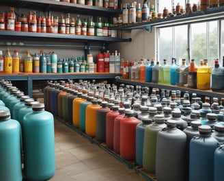 A large industrial building with white and gray walls and a sign that reads 'Tanishq Polymers.' There are green trees in front and a motorcycle parked on the left. The building has small windows and a corrugated metal extension on the roof.