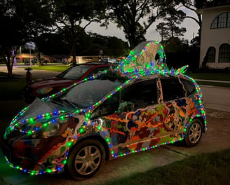 art car with lights - map of space and time