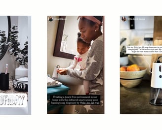 a woman is taking a selfie of her daughter's kitchen