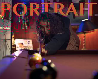 Portrait of a woman playing pool