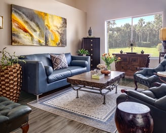 SOLD - Rhapsody is a fiery 8-foot by 4-foot diptych, in the collectors home