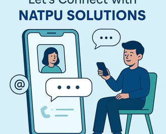 Communication concept illustration – Contact Natpu Solutions via email, phone, or social media for d