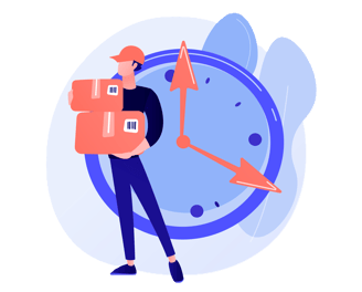 a man carrying a large clock with a backpack