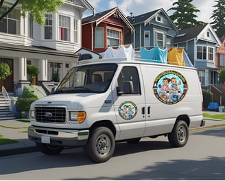 a laundry service van for larry & linda's laundry service