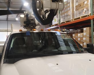 Service vehicle with a new windshield