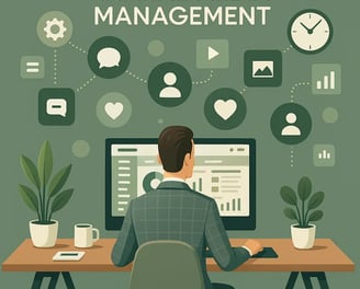 Menadžer društvenih mreža radi na online platformama u KlikProfit kancelariji