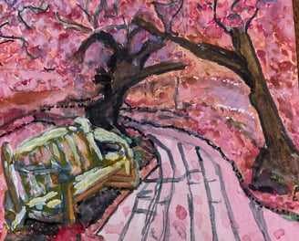 inks, watercolors and acrylic paints are the general medium used for each painting.