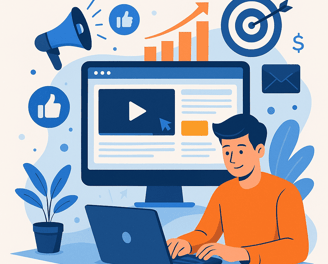Digital marketing services including SEO, social media, PPC, and email campaigns for business growth