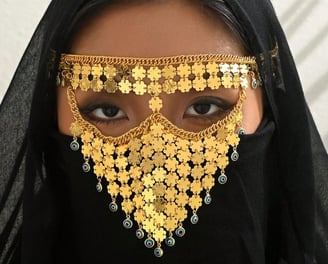 Gold Chain Tassel Face Veil