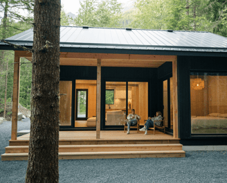 Modern prefab modular tiny home by top builders in nature