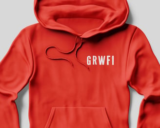 Red GRWFI logo hoodie