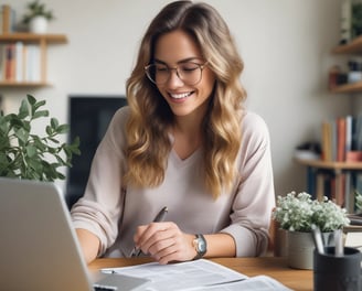 A person is holding a smartphone and a credit card, engaged in an online payment transaction. A laptop with a webpage open is positioned on a wooden table.