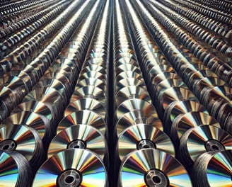 Rows and rows of shiny discs.