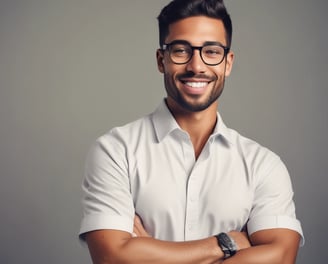 man standing near white wall