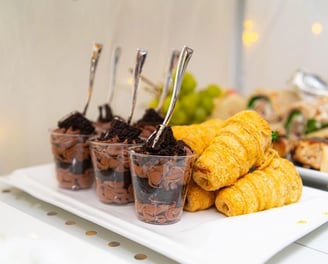 a table with desserts and desserts