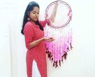 agamya owner Bhagyashree with her dreamcatcher