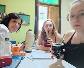 Spanish students in Rosario enjoying a break with coffee and mate.