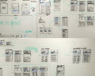 Whiteboard sessions wireframing user journeys