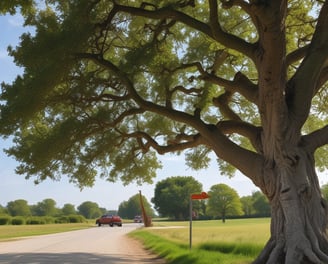 A snowy street scene captured from above shows a two-lane road with several vehicles driving in both directions. On the left side of the road, several workers wearing orange vests are performing maintenance tasks near the edge of the street. Leafless trees line both sides of the road, suggesting a winter setting.