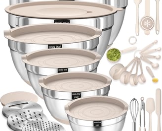 Mixing Bowl Set with Airtight Lids and Grater Attachments