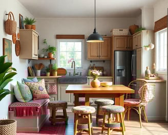 Bohemian Kitchen with cozy seating