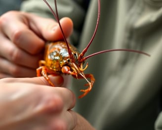 a close up of someone peeling crawfish