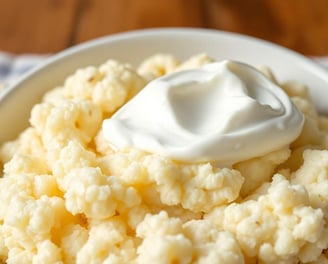 a bowl of mashed cauliflour