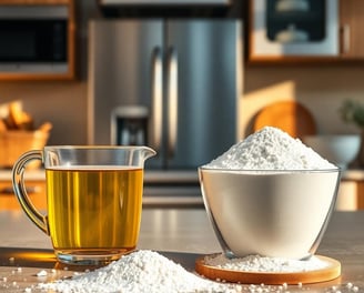 cup of oil and a bowl of flour