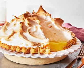 Lemon Meringue Pie with slice missing