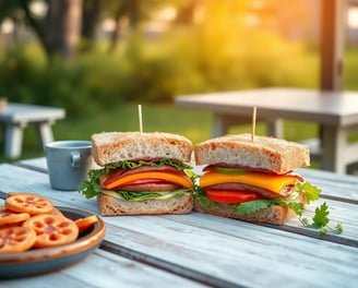 sandwiches on a picnic table