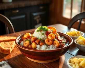 Louisiana Seafood Gumbo in a bowl