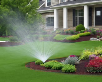 sprinkler watering a front yard