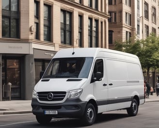 a van parked on the side of a street
