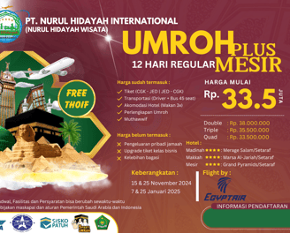 umroh plus cairo mesir november 2024 januari 2025