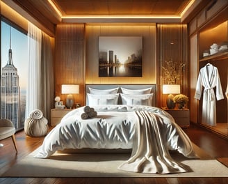 a bedroom with a bed and a chair