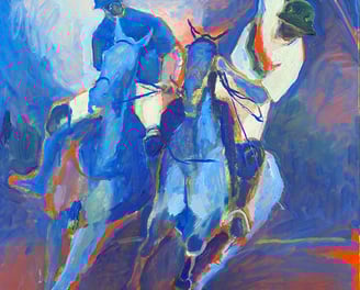 oeuvre d'art animalier- artiste peintre -peinture- cheval polo