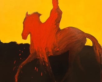 oeuvre d'art animalier- artiste peintre - chevaux cavalier dressage