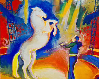 oeuvre d'art animalier- artiste peintre -peinture - cirque
