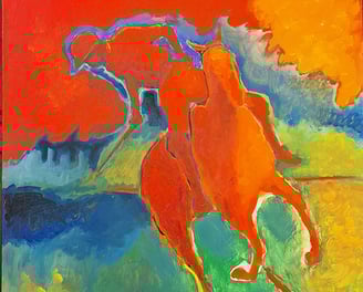 oeuvre d'art animalier- artiste peintre -peinture- cheval